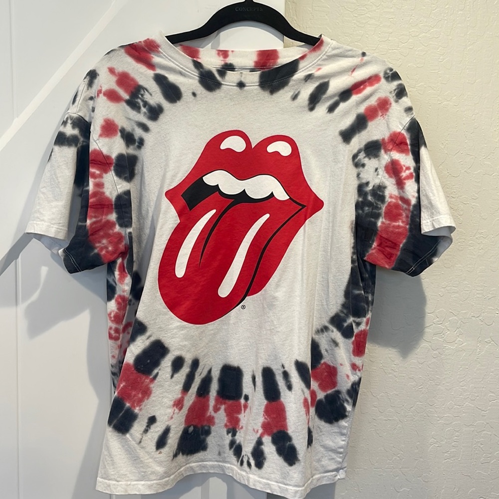 Tie dye Rolling Stones band tee